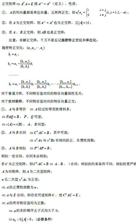 2019考研數(shù)學(xué)線性代數(shù)公式：相似矩陣和二次型